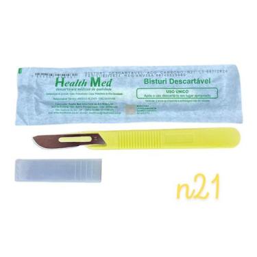 Imagem de Bisturi descartável Health Med em Aço Carbono, 21