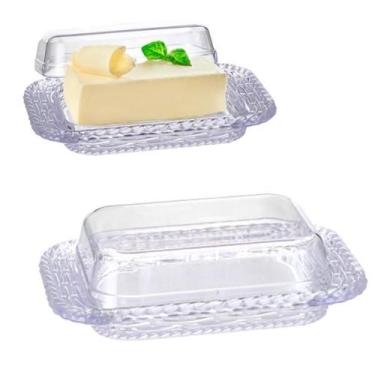 Imagem de Kit2 Manteigueira Acrílico Cristal Retangular Porta Manteiga - HomeBra
