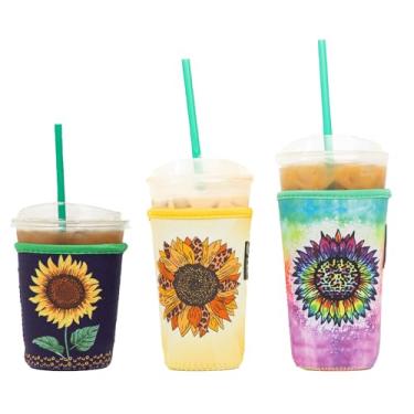 Imagem de Manga de café gelado Baxendale para copos de bebidas frias – Pacote com 3 – Mangas de neoprene para bebidas frias, reutilizáveis e compatíveis com Starbucks, Dunkin (3 pacotes Sm-Med-Lg, mas primeiro)