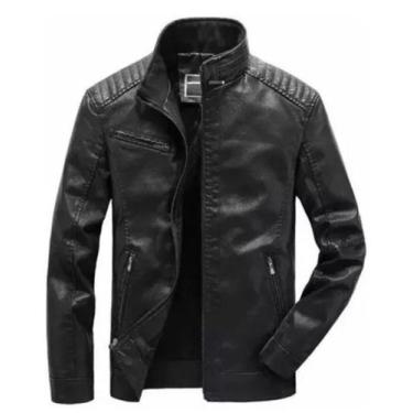 Imagem de Jaqueta de couro masculina slim  - FOX 8, Preto, P