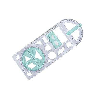 Imagem de ＡＷＨＡＯ Régua Geométrica Réguas de Desenho para Escritório Régua de Rascunho Régua Multifuncional Medição Estêncil Modelo Régua para Costura Pintura Escrita, Estilo b, Tamanho real