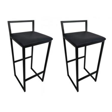 Imagem de Banqueta industrial preta - bar balcão cozinha bistrô varanda - aço - 