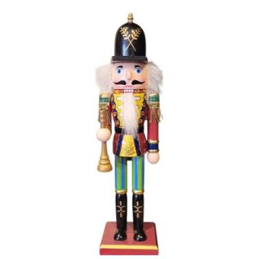 Imagem de Quebra-nozes soldado em madeira corneta vn/vd listrado 30cm - TodaTrec