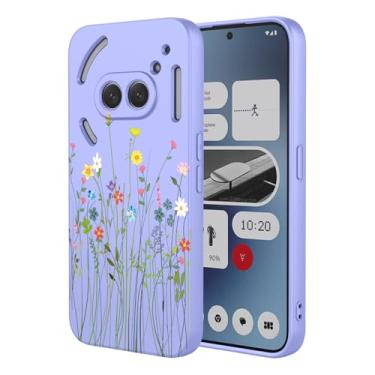 Imagem de HTXWXJC Capa para celular Nothing Phone 2a Case, Nothing Phone 2a Plus, capa A142 à prova de choque, flexível, amortecedor, capa macia de TPU com estampa de flor, capa para telefone (2a) flor roxa