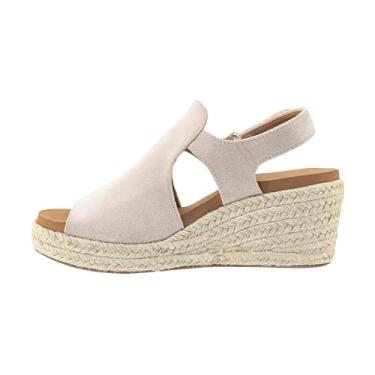 Imagem de Corkys Footwear Pose Wedges | Palmilhas de espuma de memória, salto de 6 cm, fecho de velcro | Elegante e confortável para usar o dia todo, Camurça sintética areia, 37