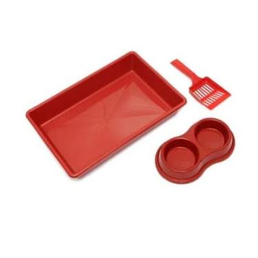Imagem de KIT BANDEJA HIG/Pá/COMEDOURO VERMELHA - fourplastic