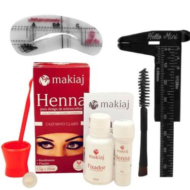 Imagem de Henna Makiaj Sobrancelha Com Kit Designer Paquimetro Pincel Duplo e 6 