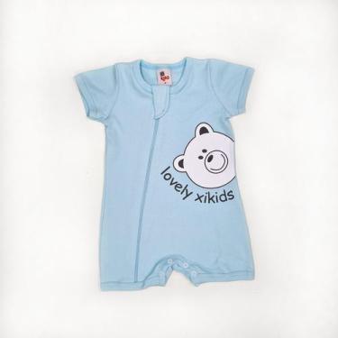 Imagem de Macacão Curto Bebê Suedine Azul Bebê Ursinho - XIKids, P