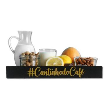Imagem de Bandeja Café Da Manhã Para Servir Enfeite Decorativo Preto - Mdf Store