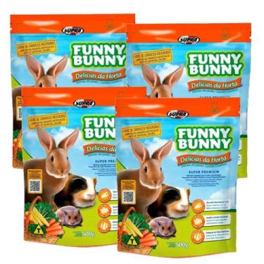 Imagem de Kit 4 Rações coelho, hamsters e roedores Funny Bunny 500gr - SUPRA PET