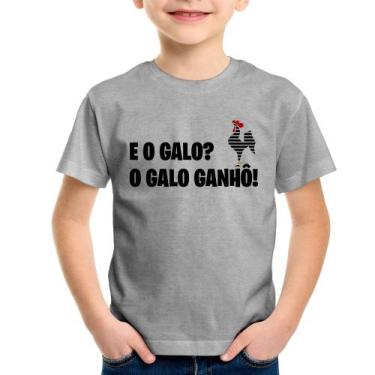 Imagem de Camiseta Infantil E o galo O galo ganhô! - Foca na Moda, Cinza, 10