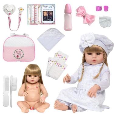 Imagem de Bebe Reborn Loira Corpo de Vinil Siliconado Completa Itens - Cegonha R