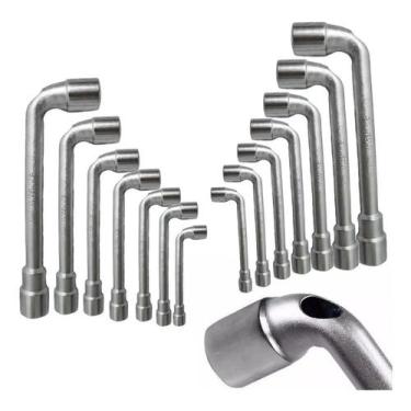 Imagem de Kit Jogo Chave L Com Furo 14 Chaves (8,9,10,11,12,13,14,15,16,17,19,20