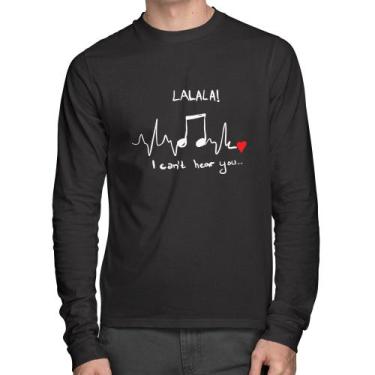 Imagem de Camiseta Algodão La La Lá Manga Longa - Foca na Moda, Preto, P