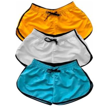 Imagem de Kit 3 Short Tactel Feminino Liso Verão Bermuda Moda Praia - Relaxado, 