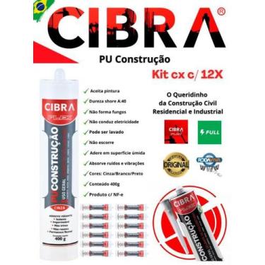 Imagem de Pu construção cola selante de poliuretano Cibra flex 400g Cinza c/ 12 