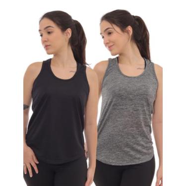 Imagem de Kit 2 Peças - Camiseta Regata Feminina Dry Fit Estampada Poliester Aca