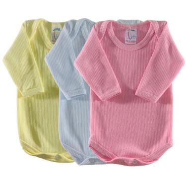 Imagem de Kit 03 pçs body infantil manga longa menino ou menina - Jolen Baby, Me