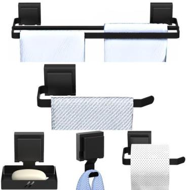 Imagem de Kit Acessórios Para Banheiro 5Pçs Duplo Ventosa Preto SF.Max - ShopFor