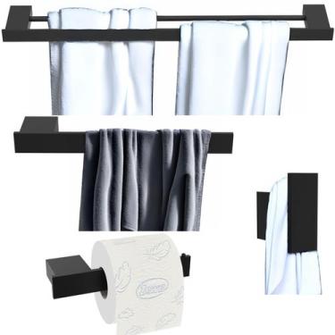 Imagem de Kit Acessórios Para Banheiro 4 Peças Duplo Preto SF.Master - ShopForte