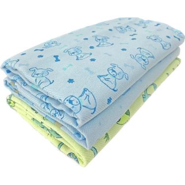 Imagem de Kit 3 Cueiros Bebê Manta Flanelado Estampado 80X60 Masculino