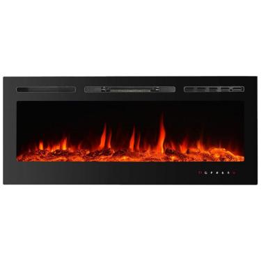 Imagem de Lareira Elétrica de Embutir A50x152L com Controle Remoto e Tela Sensível ao Toque, 110V, CharaVector, Preta