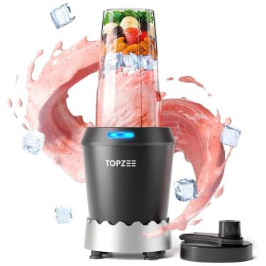 Imagem de Liquidificador Portátil com Copo Easy Go de 700mL e 6 Lâminas de Aço Inoxidável, 110V 1200W, Topzee, Preto