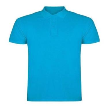 Imagem de Camisa Masculina Gola Polo Plus Size Piquet Poliéster - Genérico, Azul