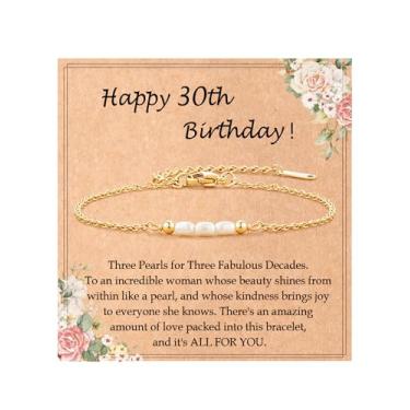 Imagem de Tarsus Presentes de aniversário para mulheres, pulseira de pérolas para mulheres 30, 40, 50, 60, mulheres, presentes de aniversário, amigas, colegas, mãe, avó, tia..., average, Aço inoxidável, Sem