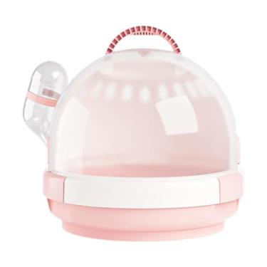 Imagem de ＡＷＨＡＯ Gaiola de transporte para hamster, gaiola de transporte para pequenos animais, estojo de viagem para ratos, abrigo para hamster com calor no inverno, Rosa