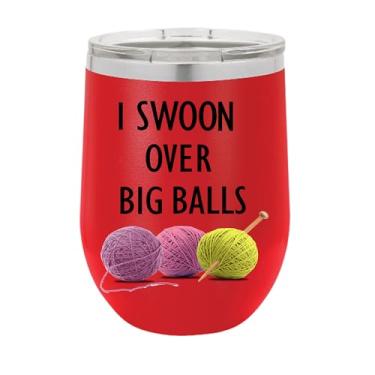 Imagem de Copo de vinho I Swoon Over Big Balls, copo de vinho de aço inoxidável, presentes para ele, para ela, para meninos, para meninas, aniversário, ideia de presente de Natal (vermelho)