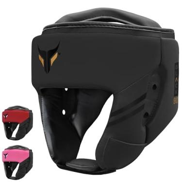 Imagem de Mytra Fusion Capacete de boxe – Sparring Gear com alça ajustável MMA, Muay Thai, Kickboxing, artes marciais, karatê, equipamento de cabeça (preto, P)