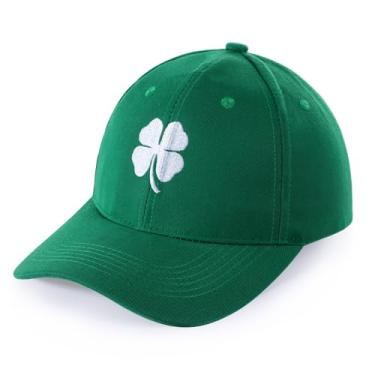 Imagem de LUCKYBUNNY Boné de beisebol feminino do Dia de São Patrício, chapéu de beisebol irlandês, trevo de 4 folhas, bordado, verde trevo, Boné de beisebol verde, tamanho �nico