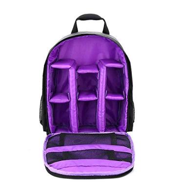 Imagem de Mochila Pequena para Câmera DSLR, à Prova D'água, Zíper Duplo, Capa de Chuva, Fivela Ajustável, Leve, para Fotografia Ao Ar Livre (Roxo)