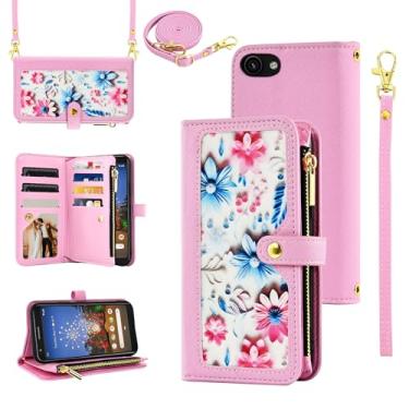 Imagem de Furiet Capa carteira floral para Google Pixel 3a com alça de pulso alça de ombro flip bolsa com zíper, suporte de cartão de crédito de couro PU de luxo acessórios capa de telefone para Pixel3a Pixle