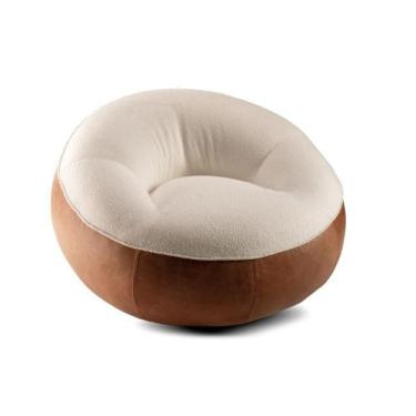 Imagem de Poltrona Mango Orgânica Giratoria  Estofada - Genérico, Corino Caramel