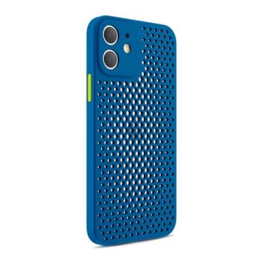 Imagem de Capa de telefone respirável com dissipação de calor para iPhone 12 11 Pro Max XR X XS 6 7 8 Plus 12mini SE Cooling Soft TPU Color Cover, N Azul, para iPhone 12 Pro