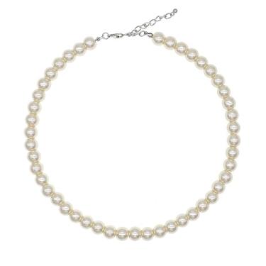 Imagem de JNF Colar de pérola grande para mulheres colar de pérola grossa colar grande falso colar e brincos conjunto de colar de pérolas dos anos 20 bijuteria fantasia, Pérolas de imitação, Sem Pedra Preciosa