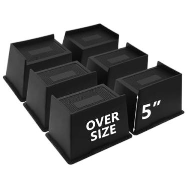 Imagem de HANIHUA Pacote com 6 peças de elevação para cama de 12,7 cm resistentes, elevadores de móveis grandes, elevadores de cama extra largos para sofá, mesa, sofá, dormitório solteiro GG, escrivaninha,