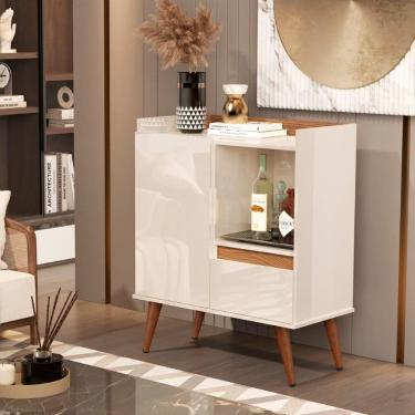 Imagem de Aparador Vip Pés Retro Madeira Maciça Off White Freijó