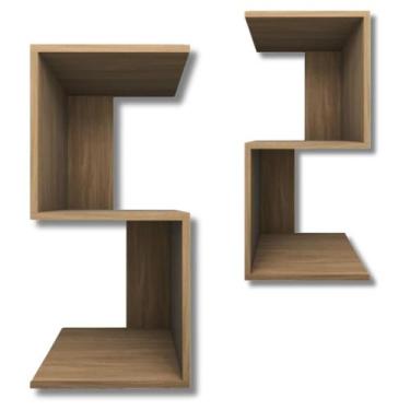 Imagem de Kit 2 Mesa de cabeceira Multiuso Nicho em "S" 30x30x65cm Madeirado - M