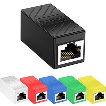 Imagem de DKARDU Acoplador RJ45, conector Ethernet RJ45, conector de cabo LAN CAT7, adaptador de rede RJ45 8P8C, extensor Ethernet fêmea para fêmea, 6 peças