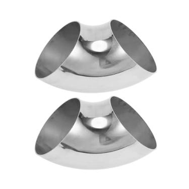 Imagem de Motoforti 2 peças 90 graus mandril curva cotovelo carro modificado tubo de escape tubulação 12.1 cm espessura OD 2mm/14GA 120x245x2.0mm 304 tom prata aço inoxidável 304