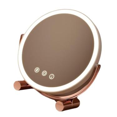 Imagem de harayaa Espelho de maquiagem iluminado espelho portátil portátil mesa de carregamento espelho cosmético prático para apartamentos quarto banheiro casa, Branco