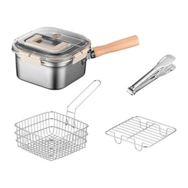 Imagem de IEUDNS Frita Deep Fry Besta de aço inoxidável Facipando frigideira Cesta de servir com alça para churrasco de cozinha chips home frango asa