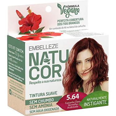 Imagem de Embelleze Tinta De Cabelo Naturalmente Instigante Hibisco 5.64 Kit Natucor Castanho Claro/Vermelho Acobreado