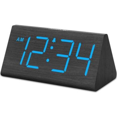 Imagem de Despertador DreamSky Wooden Digital com porta USB e bateria de reserva