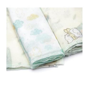 Imagem de Kit 3 Fraldas Babete Paninho De Boca Algodão Estampado para Bebê (Urso Polar)