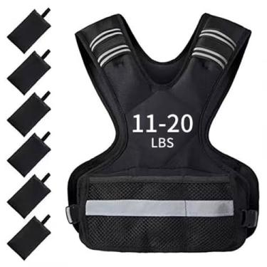 Imagem de Colete com peso ajustável de 1,8 a 9 kg para homens/mulheres, colete respirável para corrida, HIIT, treinamento de força – Design de neoprene com pesos removíveis preto (preto, 5 a 9 kg)