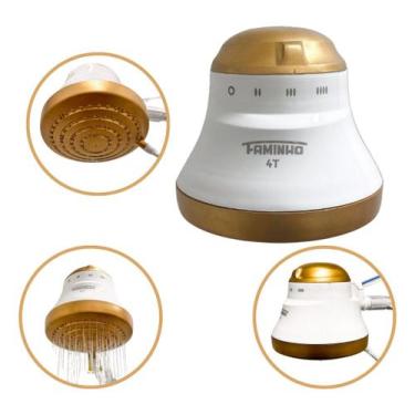 Imagem de Chuveiro Elétrico Faminho 4t 6.800w 220v Branco c/Dourado Crie Constru